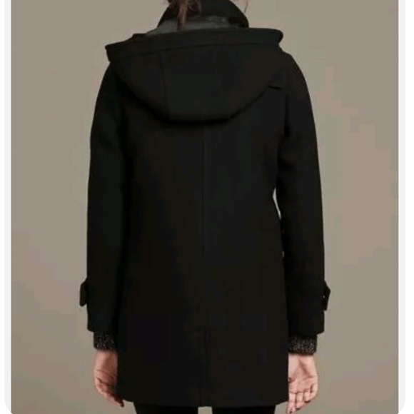 EUC Banana Republic Black Wool Duffle Coat Jacket - Picture 2 of 9